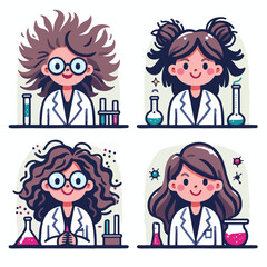 Scientist with wild hair and test tube