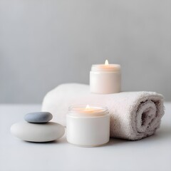 Minimalist Spa and Wellness Decor with Candlelit Ambiance for Commercial Interior Design