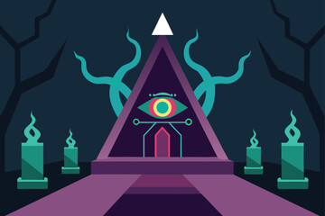 All-Seeing Eye Pyramid Temple Vector