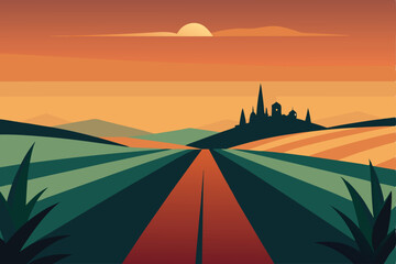 Obraz premium landscape with sunset