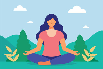 meditation woman in nature background   (1).eps