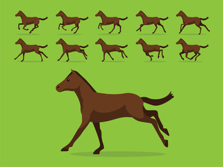 Thoroughbred Horse Animation Sequence Running Cartoon Vector Illustration