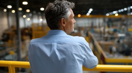 Observing operations manager in warehouse industrial setting business environment professional viewpoint