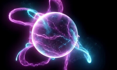 Glowing orb with neon purple and blue trails