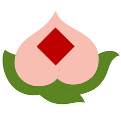Illustration of chinese lunar new year peach bun icon element decoration