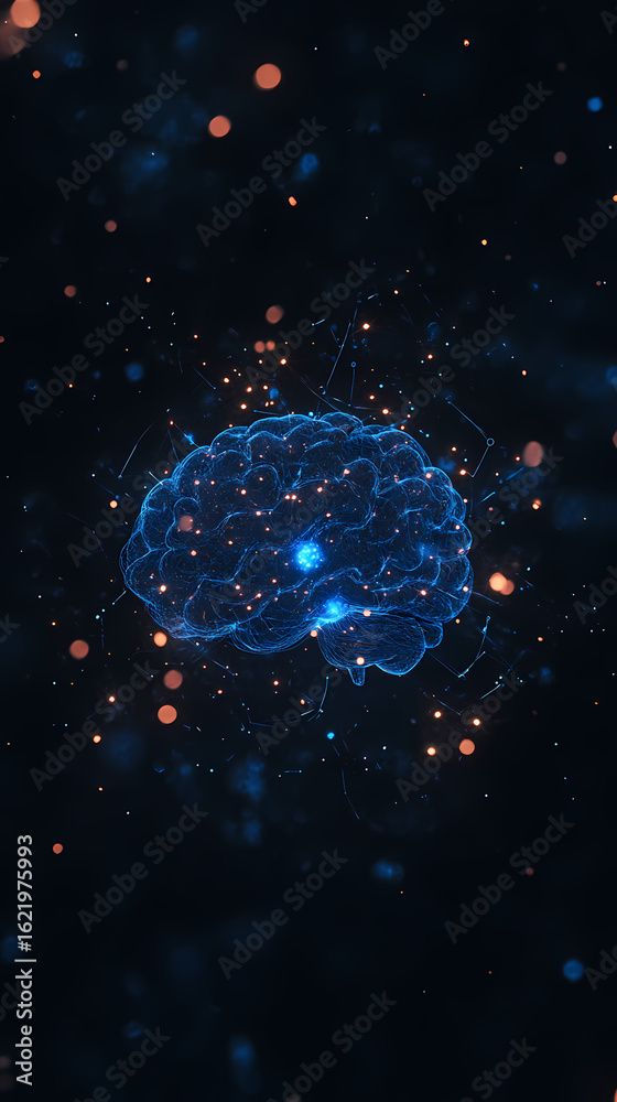 Wall mural digital brain network connection