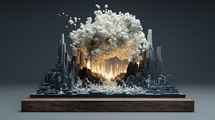 Abstract sculpture-style concept showing living tech ecosystem responding to biometric pulses and ethical AI inputs, a fusion of concept, code, and conscious design