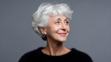 High-Resolution Portrait of Elderly Woman with Natural Lighting and Minimalist Background for Commercial Editorial Use