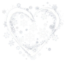 PNG Heart-shaped snowflakes winter illustration