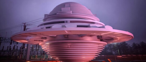 Pink futuristic structure