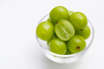Shine muscat grape on white background.