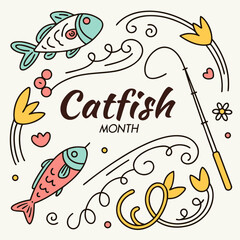 NATIONAL CATFISH MONTH vector illustration