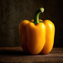 Vibrant yellow bell pepper on rustic wood