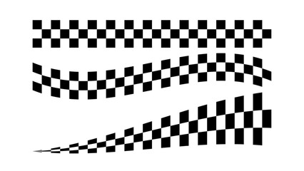 Racing cars and race car stripe, checkered flag, finish line, racing stripe speed, race car dynamic line, decal patterns, motorsport, racing stripes, black and white. Vector illustration