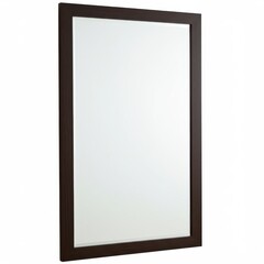 Rectangular mirror with brown frame isolated on white background. use cases: decor.