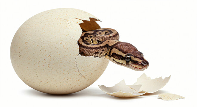 egg on white background anaconda snake