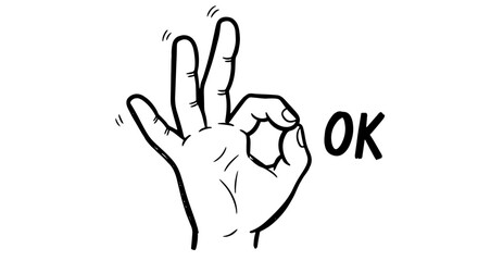 Obraz premium OK Hand Gesture Illustration – Vector Drawing of OK Sign