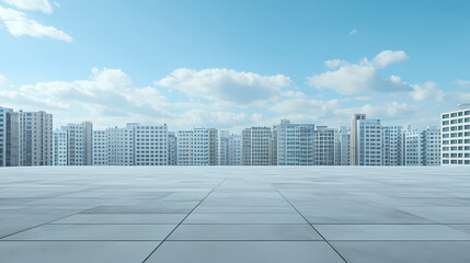 Fototapeta premium Empty Rooftop overlooking Cityscape