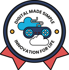 A black and white logo for digital made simple innovation for life