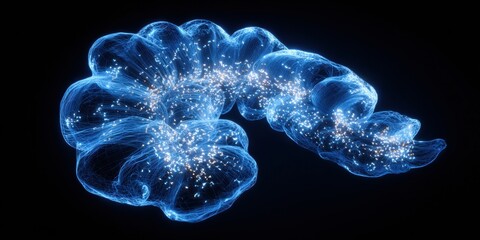 Exploration of the Gut Brain Connection Highlighting Its Neural Pathways and Intricate Structures With a Glowing Blue Visualization