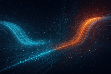 Futuristic Data Visualization with Neon Wave Patterns and Digital Bokeh Effects for Technology and Innovation Presentations