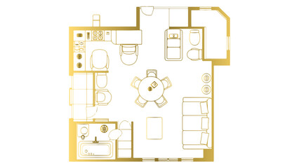 Fototapeta premium Apartment Floor Plan Vector Illustration Showing Layout and Interior Design Blueprint