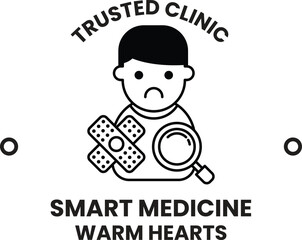 A boy with a bandaged arm holding a magnifying glass