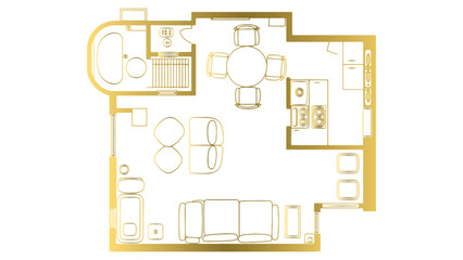 Apartment Floor Plan Vector Illustration Showing Layout and Interior Design Scheme
