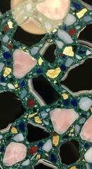 Abstract Terrazzo Pattern with Colorful Stones and Glass Inclusions Design Texture