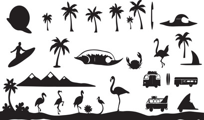 Naklejka premium Summer Beach Day Vector Pattern on White Background