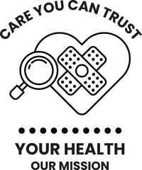 A black and white image of a heart with a magnifying glass on it