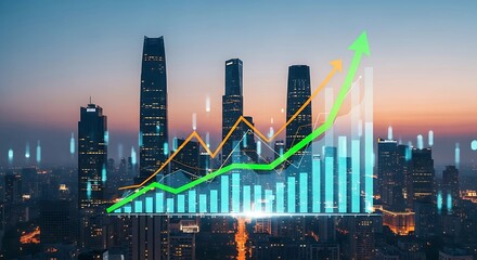  Business growth investment profit increase, arrow graph growth plan