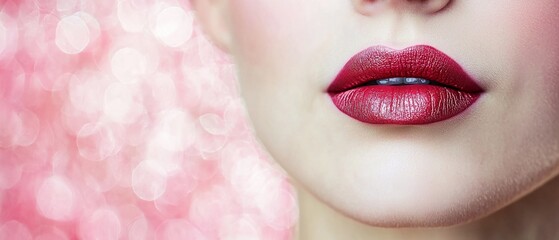 Fototapeta premium Close-up of Sensual Lips with Vibrant Red Lipstick