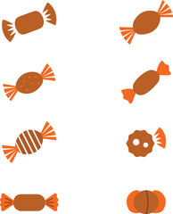 Assortment of Wrapped Candie in Various Shapes and Styles all Shape is editable