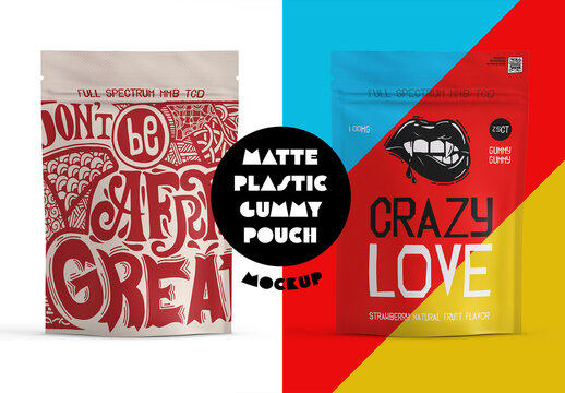 Gummy Pouch Mockup &ndash; Matte Stand-Up Bag, PSD with Smart Object