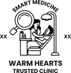 A black and white image of a woman and a man in a dentist's chair