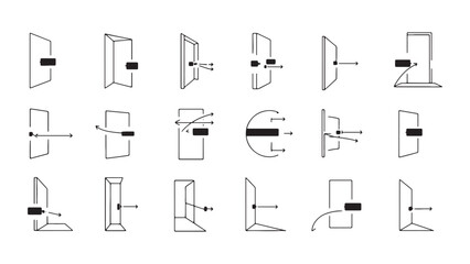 Door Icons Set Outline Style Vector Illustration Entrance and Exit Symbol Architecture