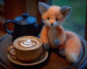 Cozy coffee with a fox