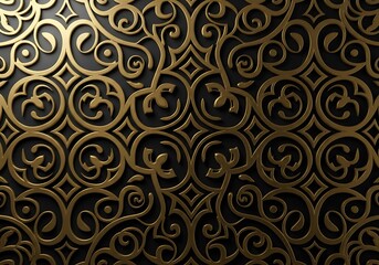 Intricate gold pattern on black background creating a luxurious aesthetic