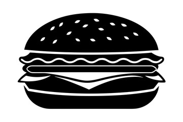 Vector art of silhouette of  black and white burger