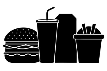 Vector art of silhouette of  fast food and drink