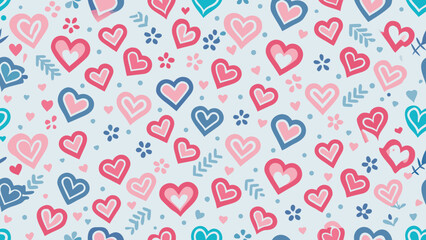 Cute doodle style hearts seamless pattern. valentine's day background. cute romantic seamless pattern. romantic print.
