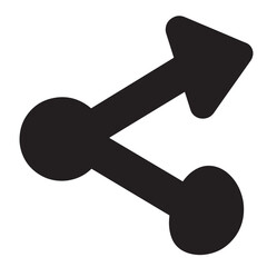 Simple black share icon represents digital sharing and social media connectivity