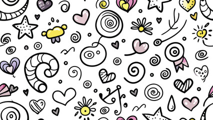 Cute doodle style hearts seamless pattern. valentine's day background. cute romantic seamless pattern. romantic print.

