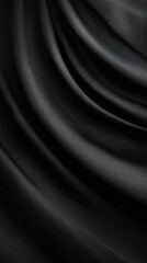 Fototapeta premium Smooth Black Fabric Texture with Elegant Drapes and Soft Shadows for Photography and Design