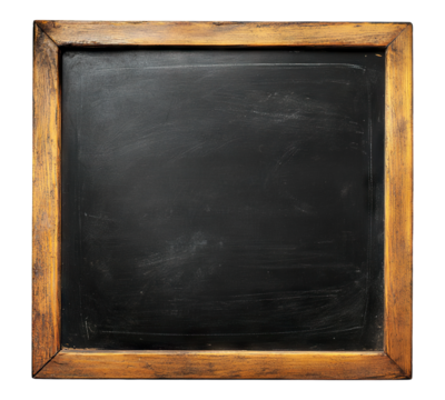 Blackboard with wooden frame isolated on transparent background