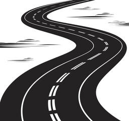 Winding Road Silhouette Vector Icon