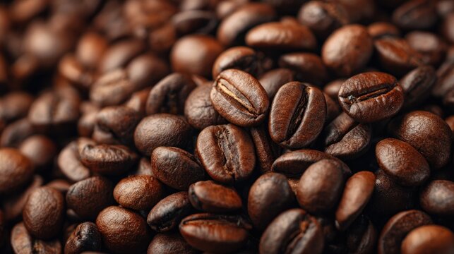 Roasted coffee beans close-up