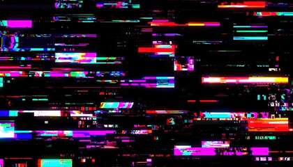 Obraz premium RGB chromatic aberration, distortion and flicker effects, noisy retro video aesthetic
