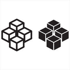 Obraz premium Geometric arrangement of cubes in outline and solid forms